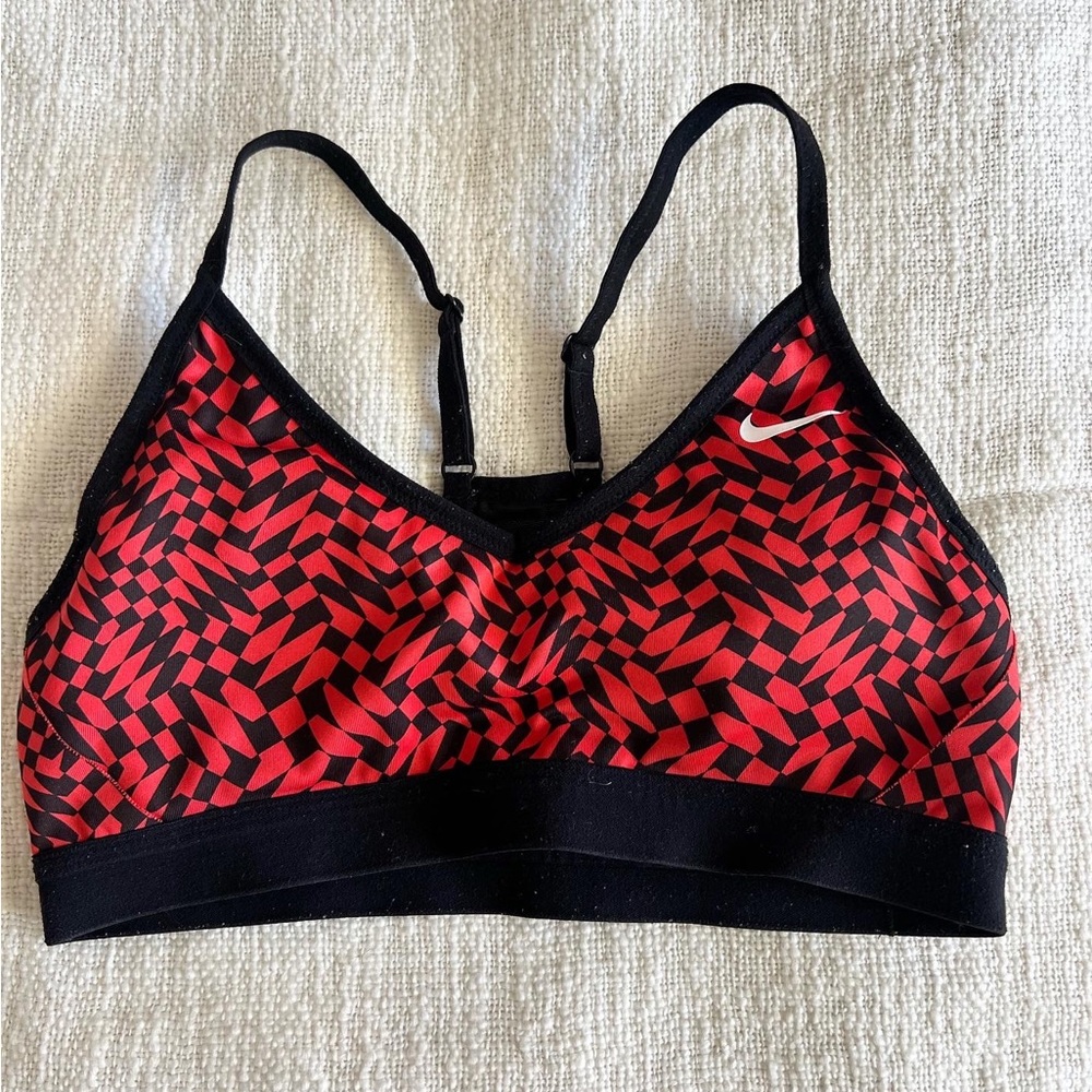 Red and black Nike sports bra